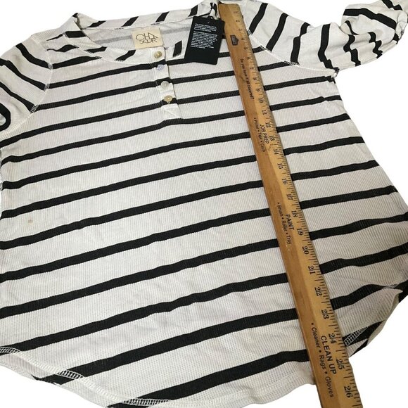Chaser Women's Striped Henley Long Sleeve Top Size S - Picture 4 of 7